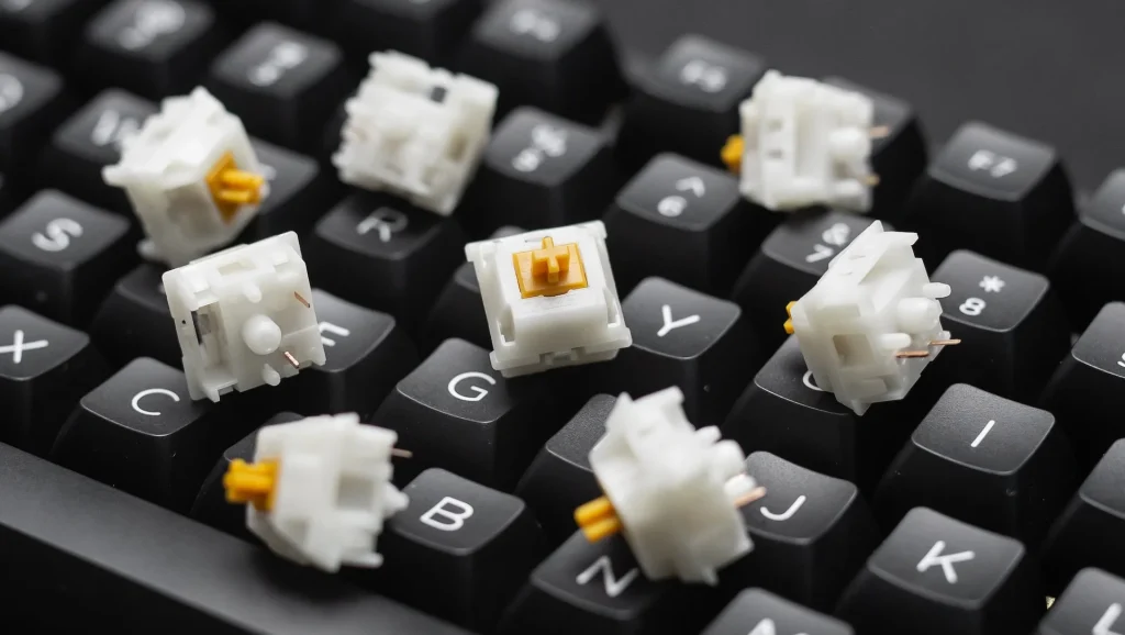 Exempel på hur brytare ser ut i ett gaming tangentbord.